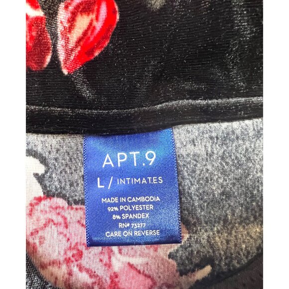Apt 9 Floral Velvet Sleeveless Mini Dress Large Black/Red/Pink Adj Straps Stretc - Picture 3 of 4